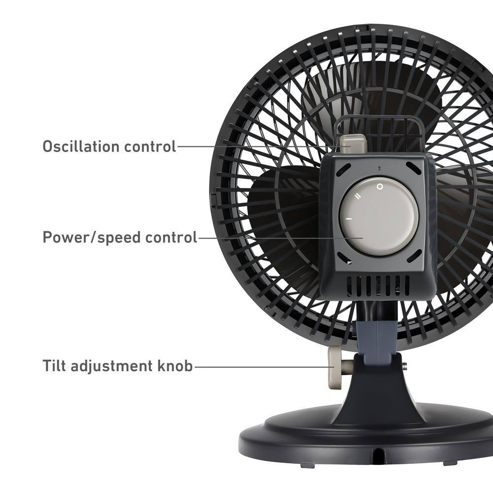 Holmes Blizzard 7 in. 2 Speed Oscillation Desk Fan Black with Adjustable Head Tilt 17039