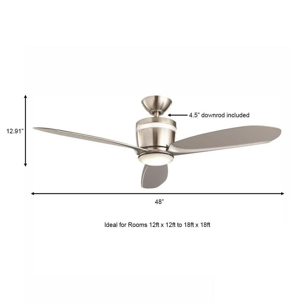 Home Decorators Collection Federigo 48 in Integrated LED Indoor Nickel Ceiling Fan with Light Kit and Remote Control