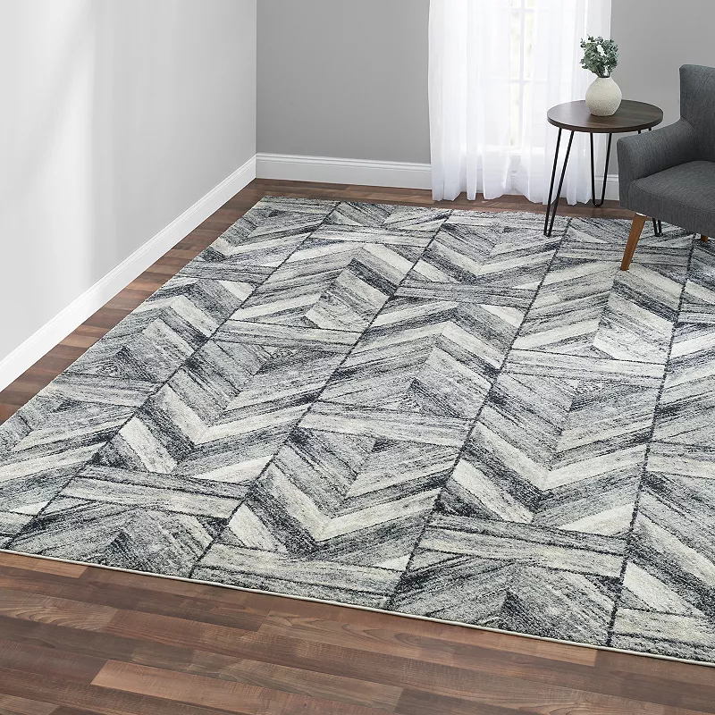 VCNY Home Ryder Grey Geometric Frise Area Rug