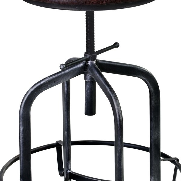 Brown and Black Adjustable Industrial Style Bar Stool - 34 x 17 x 17