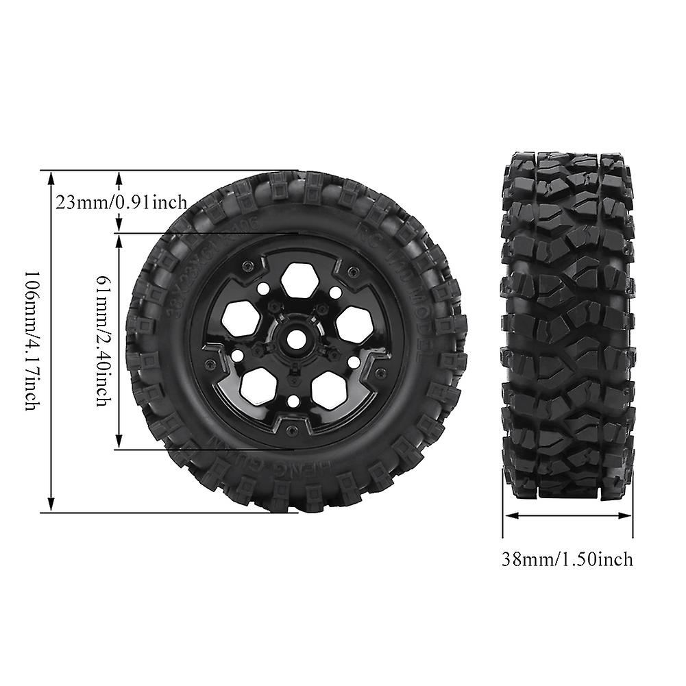 2pcs/set Tpr Tyre Tires With Hubs Wheel For Hg P402/  P601 1:10 Rc Car / Crawler / Jeep