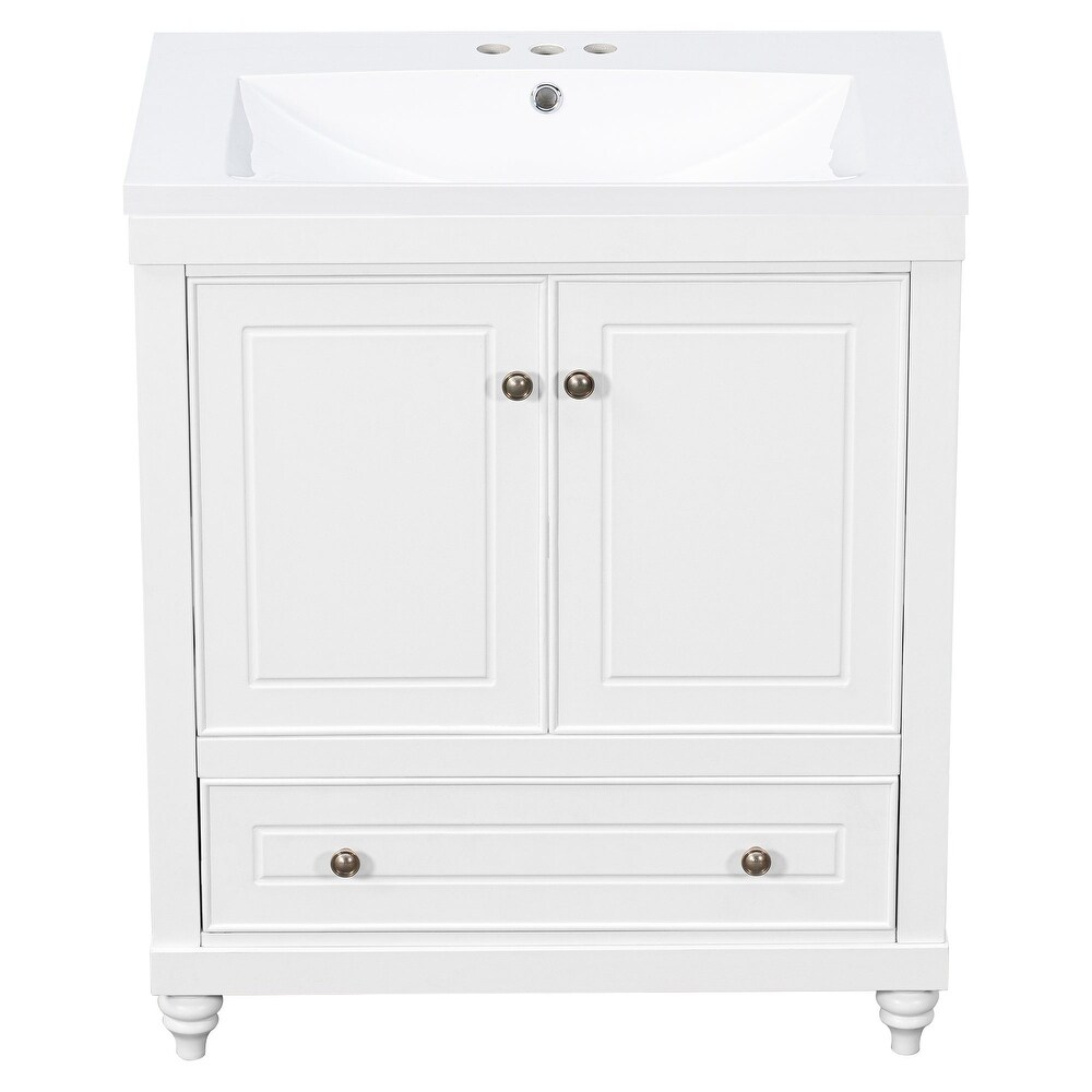 MDF Freestanding Bathroom Vanity Set with Drawer  Integrated Sink and Doors