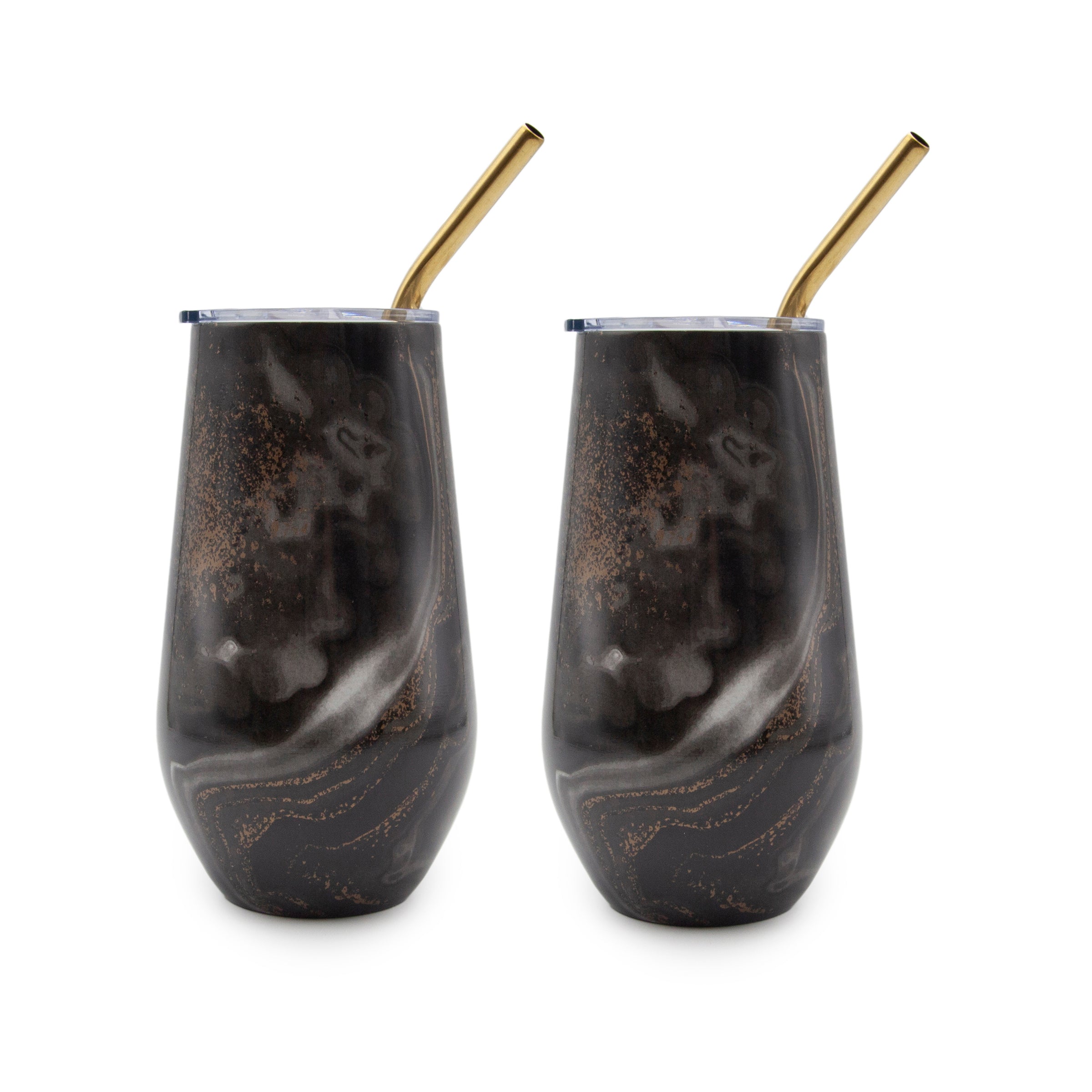 16 Oz Black Geo Wine Tumblers, Set Of 2