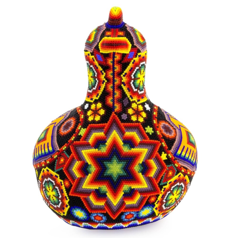 Handmade Happy Huichol Hen Beadwork Figurine (Mexico)