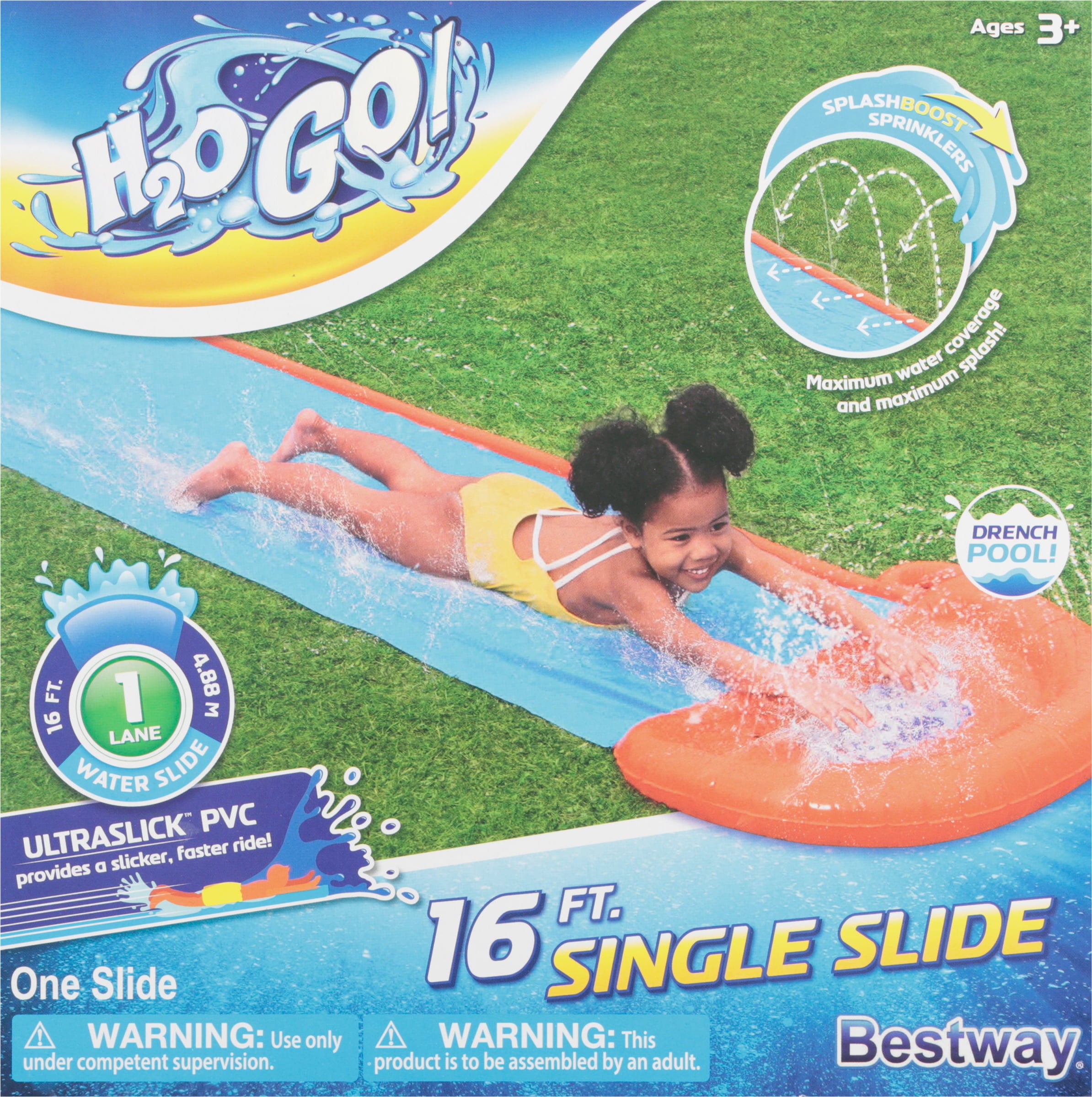 H2OGO! Tsunami Splash Ramp 16 Ft. Single Water Slide 52477E Pack of 8