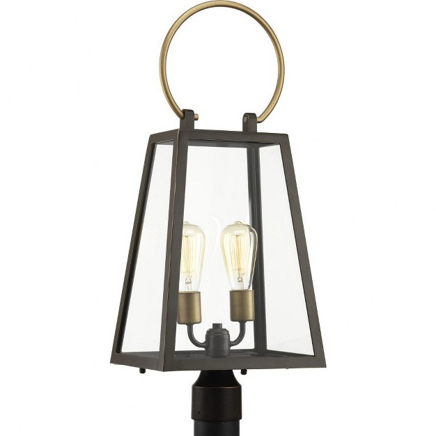 Progress Lighting Barnett Collection 2 light Post Lantern Antique Bronze Clear Glass Traditional vintage Bulbs Shade Included