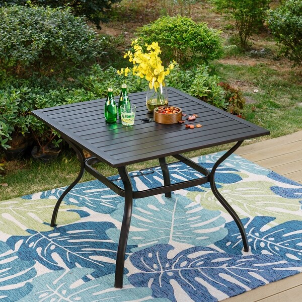 Outdoor 5/7Piece Patio Dining Set，7positon Reclining Folding Sling Chair and ECoating Metal Steel Table