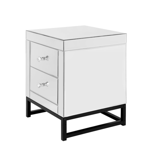 mirrored 2 drawer nightstand，Modern End Table with Drawer， Bedside Table for Bedroom， Living Room