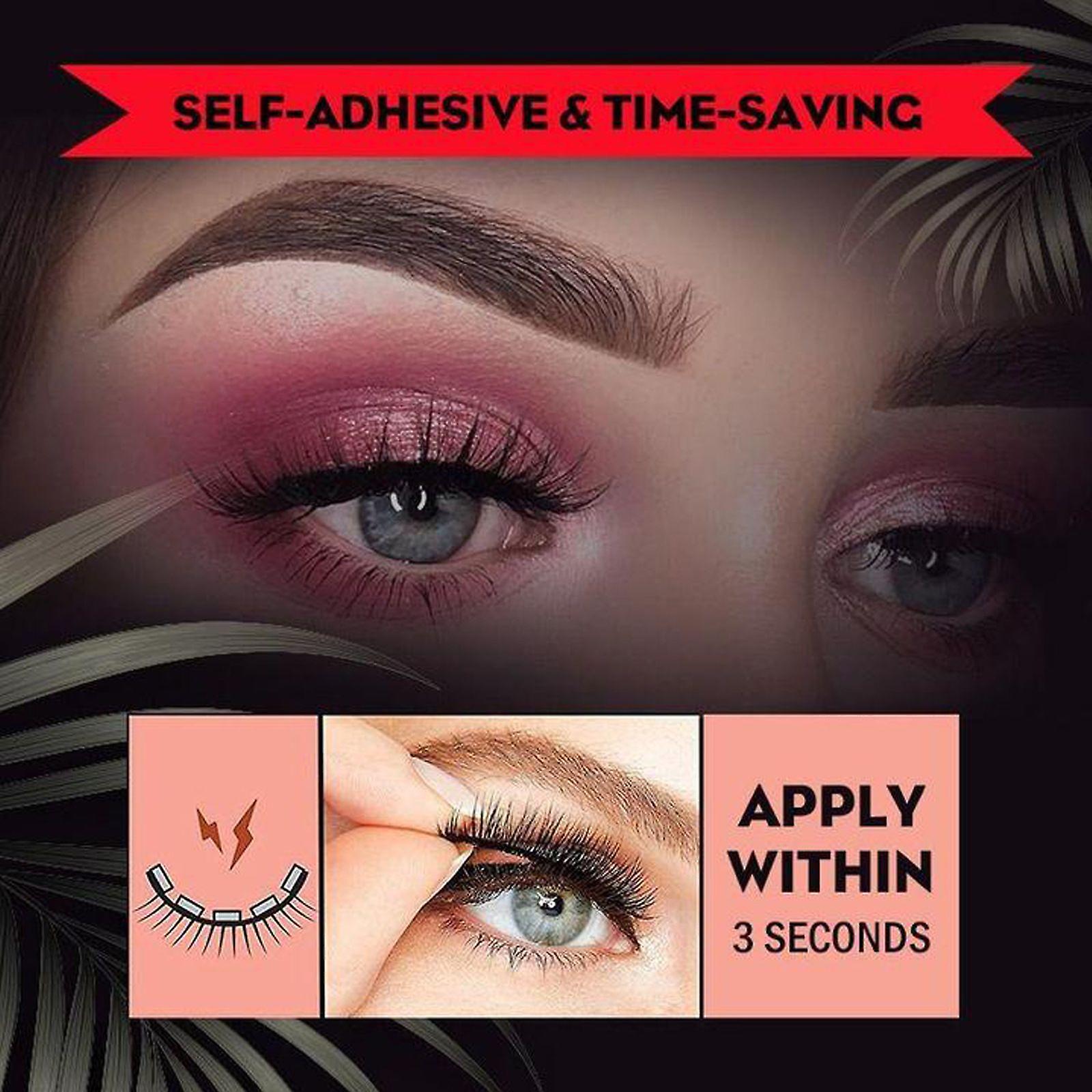 Self-adhesive False Eyelashes， Thick Eyelashes， Glue-free Self-adhesive Eyelash Gel Strip， 3 Seconds Fast Eyelash Adhesion Color Classification A Pair