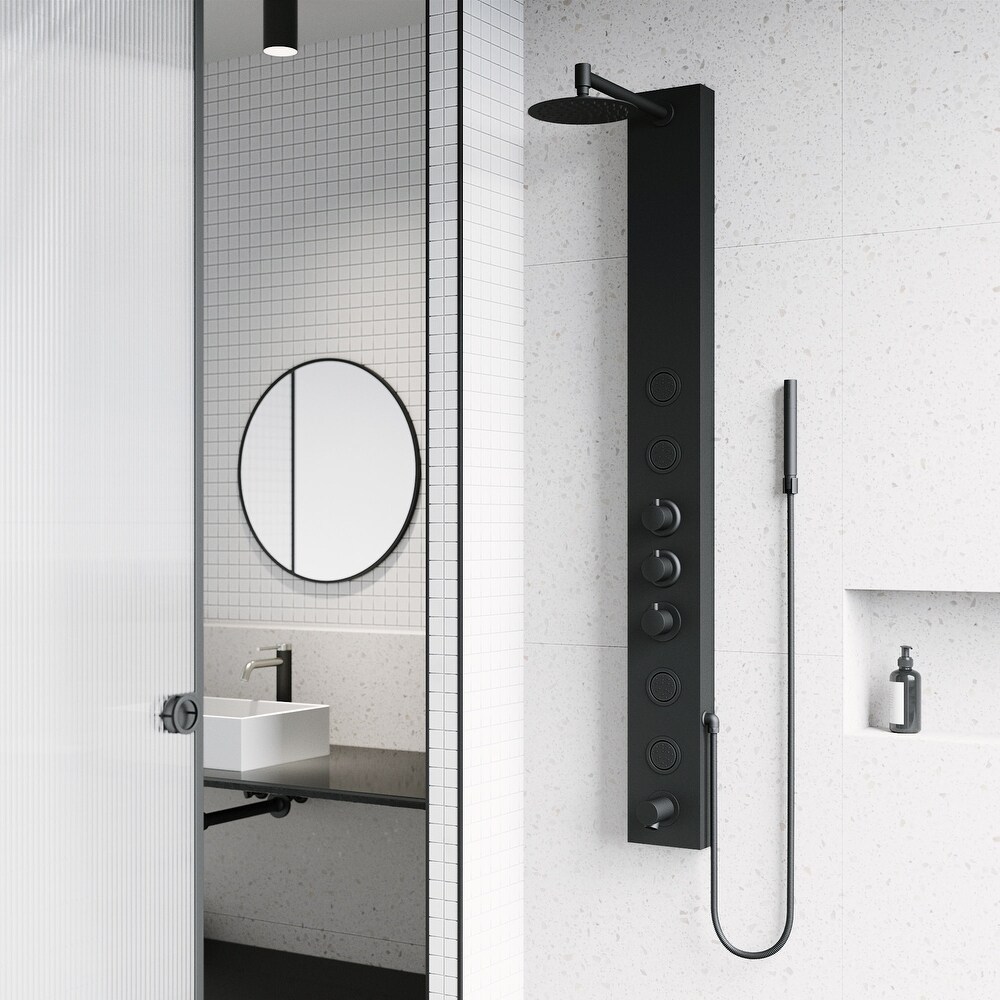 Vigo VG08022 Bowery thermostatic shower panel with shower head  hand