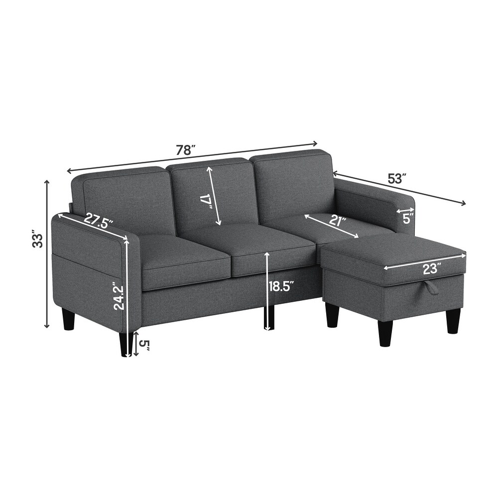 L shaped Sectional Sofa 3 seat Modular Recliner Sofa with Ottomans