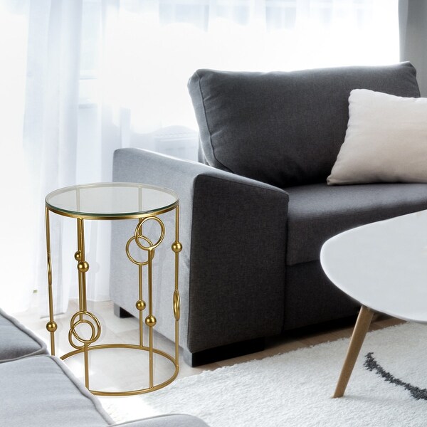 Adeco Set of 2 Nesting Goldtone Postmodern End Tables - Set of 2