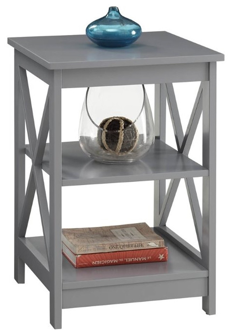 Home Square 2 Piece X Frame Wood End Table Set in Gray   Transitional   Side Tables And End Tables   by Homesquare  Houzz