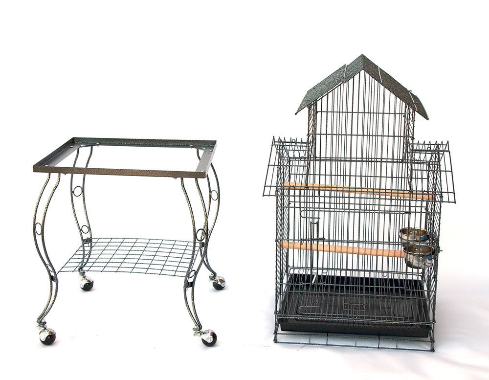 Large Deluxe Pagoda House Canary Parakeet Cockatiel Cockatoos Lovebird Finch Bird Cage with Detachable Rolling Stand