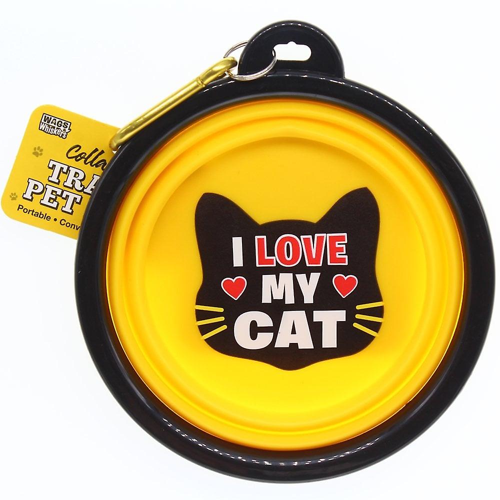 Wags and Whiskers Travel Pet Bowl - I Love My Cat