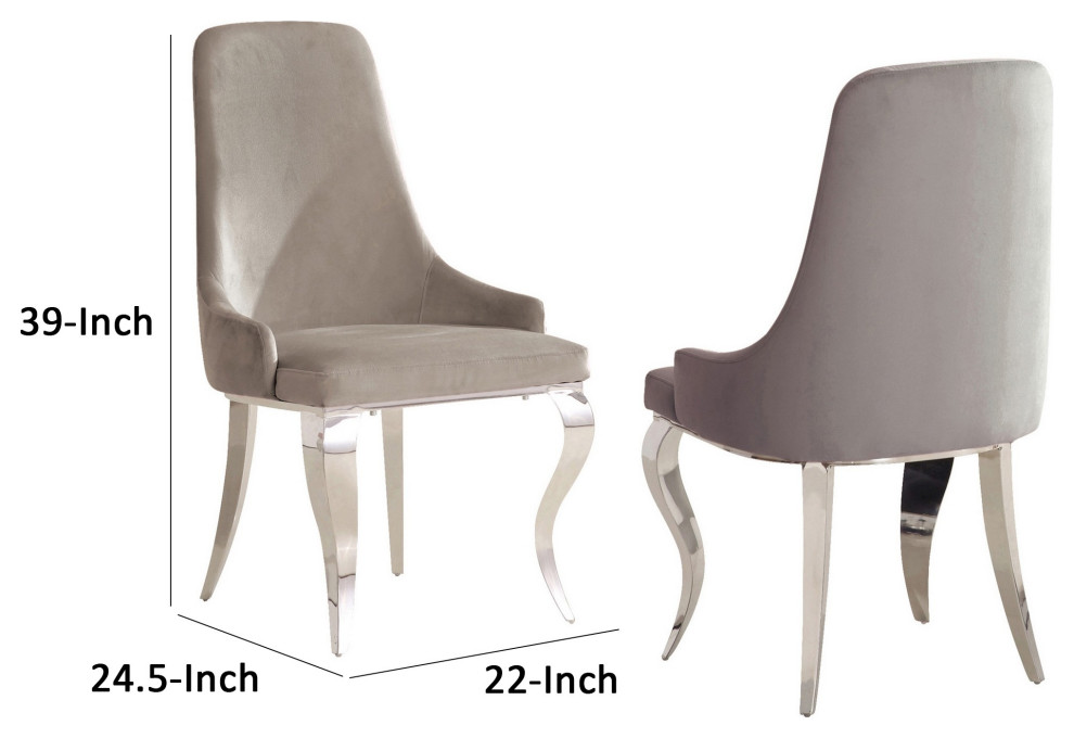 22 Inch Set Of 2 Dining Chairs Gray Velvet Upholstery Sabre Steel Legs   Traditional   Dining Chairs   by Dot  ampBo  Houzz