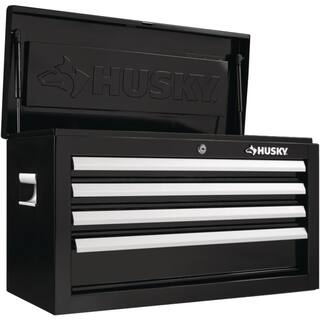 Husky 26 in. W x 12 in. D Standard Duty 4-Drawer Top Tool Chest in Gloss Black HKST98065BK