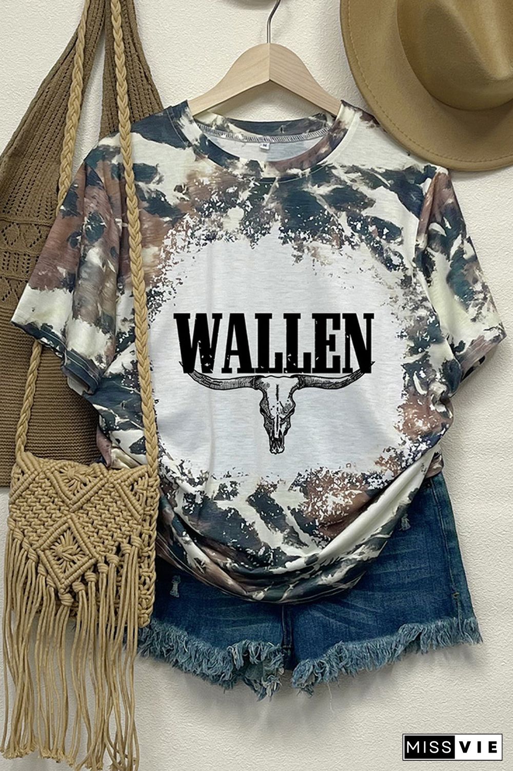 Wallen Bull Skull Bleached Graphic Tee