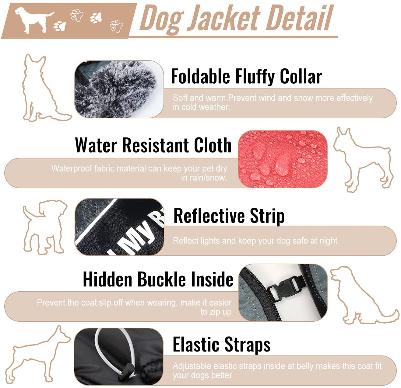 Winter Dog Coat Warm Fleece Dog Jacket for Cold Weather Reflective Zip up Puppy Dog Sport Vest Outdoor Pet Sweater Apparel Clothes for Small Medium Large Dogs