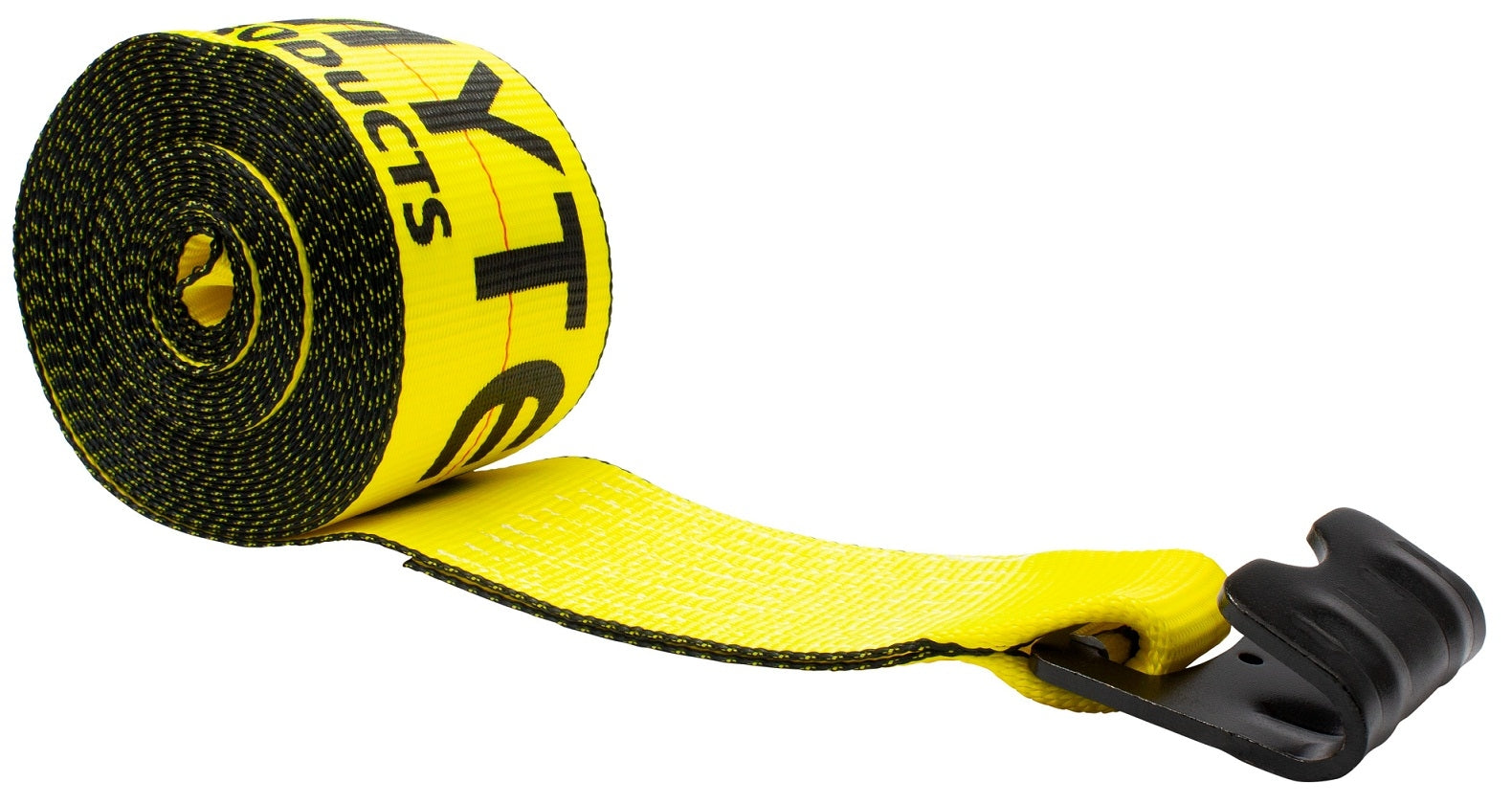 Mytee Products Winch Straps 4" x 30' Yellow Heavy Duty Tie Down w/Flat Hook Extreme WLL# 6670 lbs | 4 Inch Cargo Control for Flatbed Truck Utility Trailer (10 Pack)