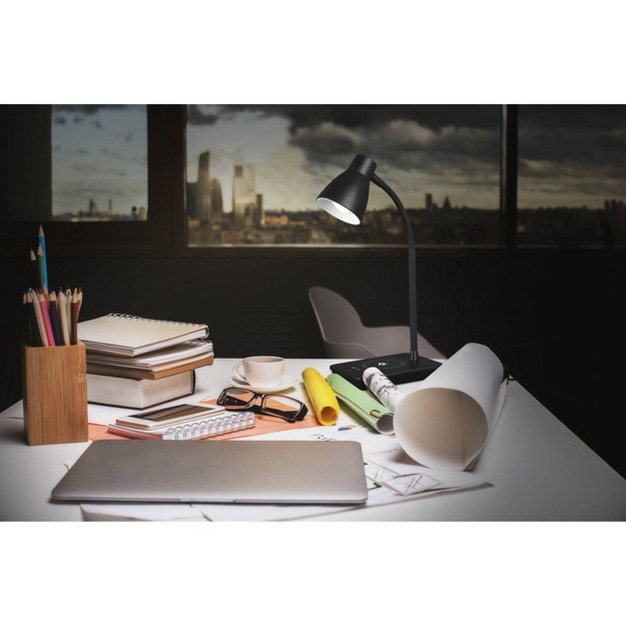 Wellness Series Infuse Table Lamp With Wireless Charging includes Led Light Bulb Black Ottlite