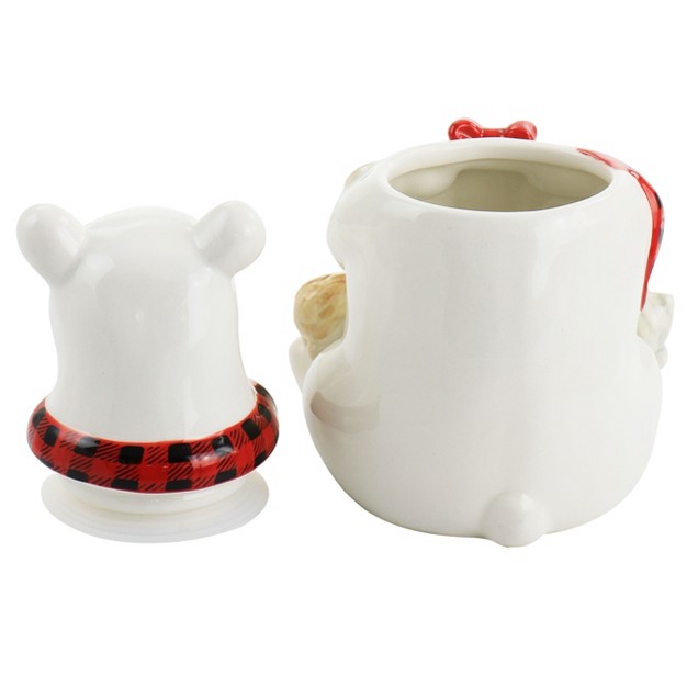 Gibson Home Polar Friend Durastone 8 5in Holiday Cookie Jar In White And Multi