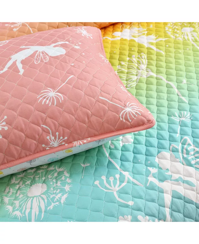 Lush Dandeacute;cor Make A Wish Dandelion Fairy Ombre 2 Piece Quilt Set for Kids， Twin