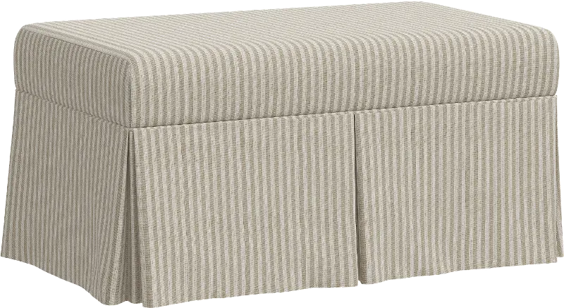 Mila Taupe Stripe Skirted Storage Bench - Skyline Furniture