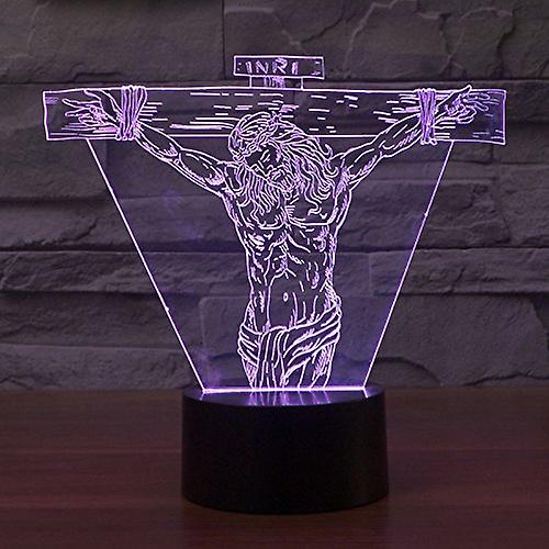 3d Christianity Jesus Suffering Night Light 7 Color Change Led Table Desk Lamp Acrylic Flat Abs Base Usb Charger Home Toy Brithday Xmas Kid Children G