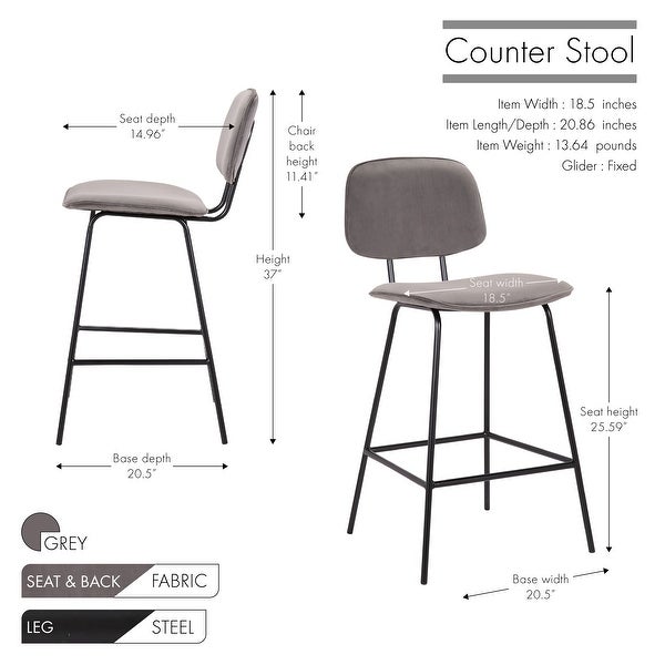 Porthos Home Ekta Velvet Counter Height Stools (Set of 2)