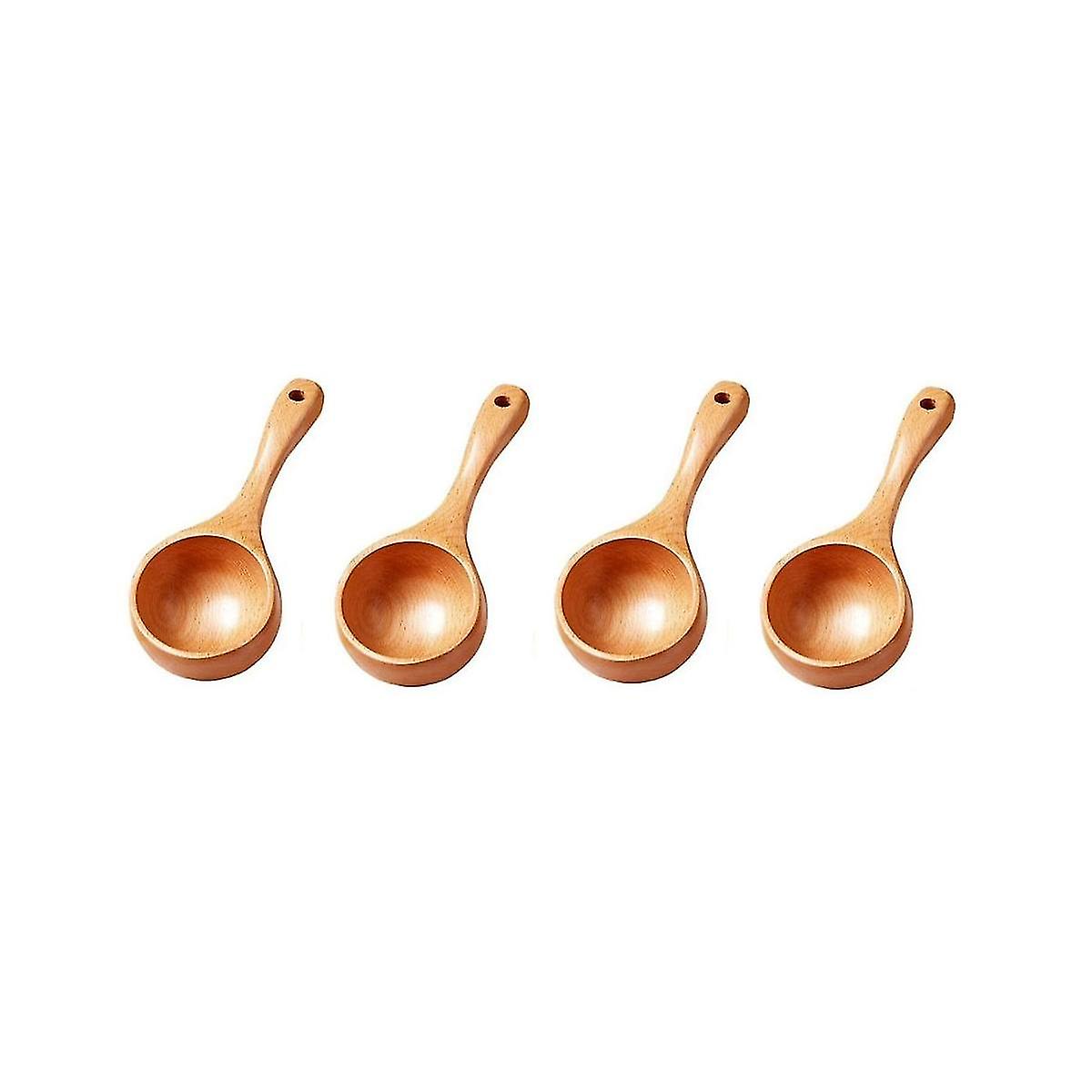 4pcs Bath Salt Scoop Wooden Ladle Spoon For Canisters Flour Scoop Ladles