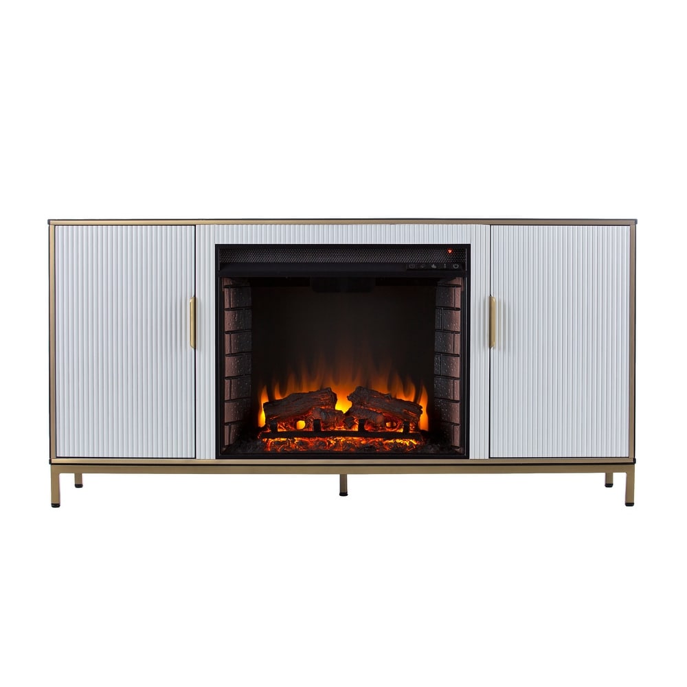 SEI Furniture Daltaire Contemporary Media TV Stand with Electric Fireplace Insert and Storage