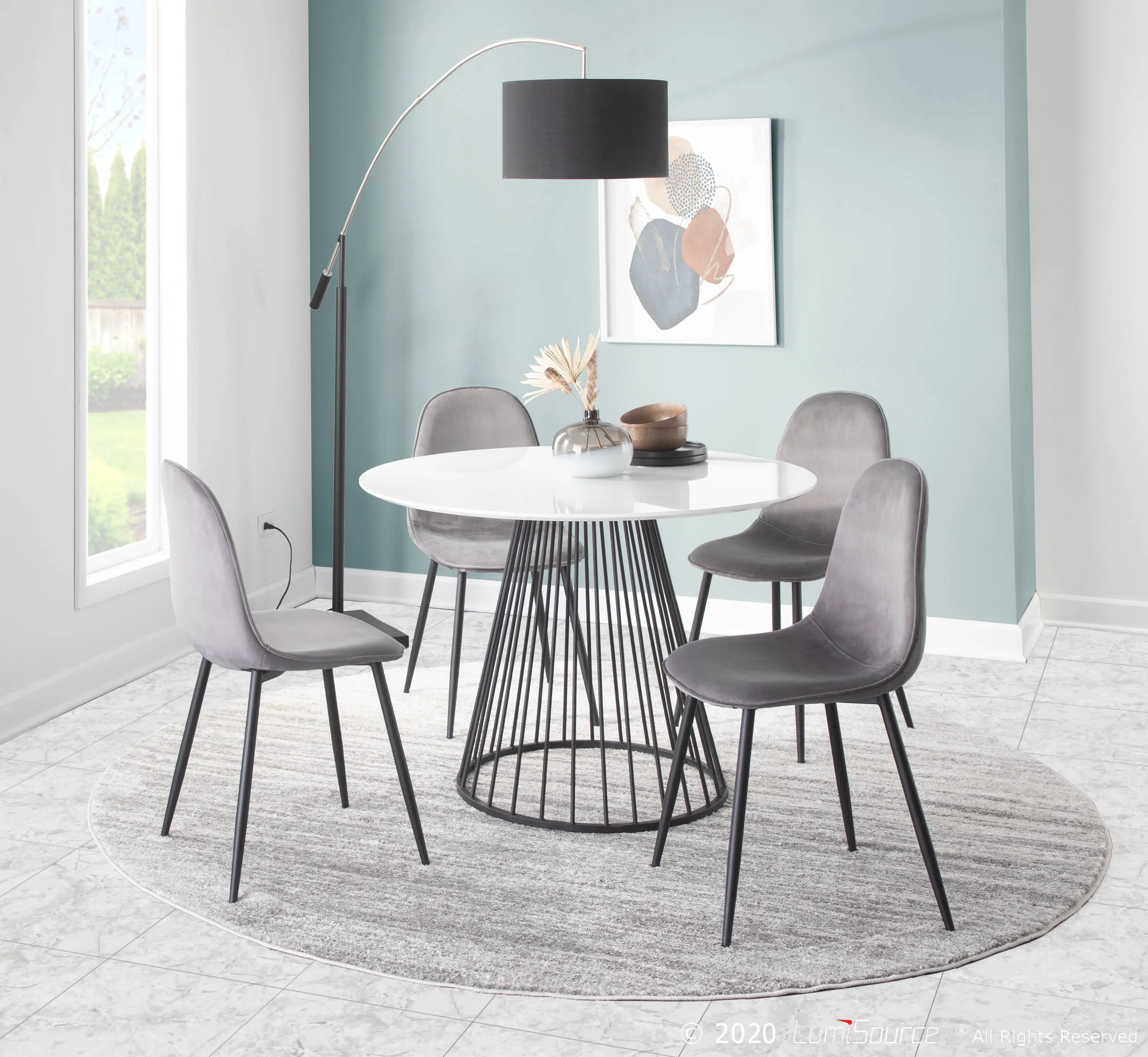 Contemporary Gray and Black Dining Room Chair (Set of 2) - Pebble