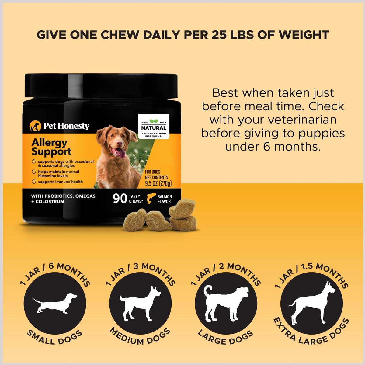 PetHonesty Allergy Support Salmon Flavored Soft Chews Allergy Supplement for Dogs