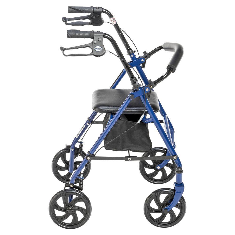 Drive Medical Four Wheel Rollator Rolling Walker with Fold Up Removable Back Support Blue 10257bl-1