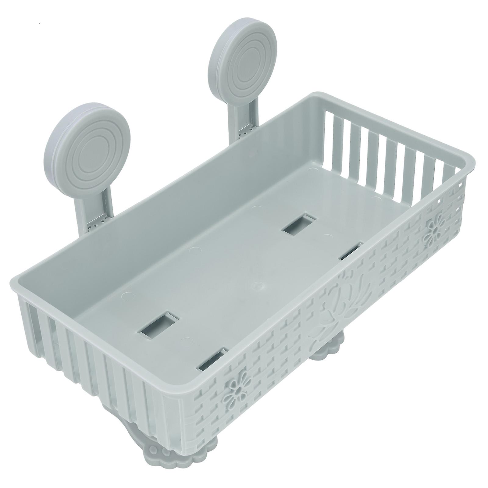 Wall?Mounted Drain Rack Hollowed?Out Basket Non?Drilling Storage Rack Bathroom Organizer for Kitchen Bathroom RestroomBlue