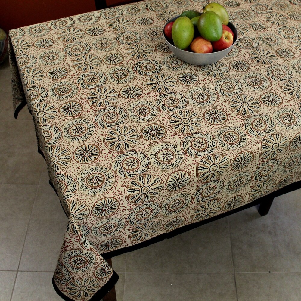 Vegetable Dye Block Print Cotton Floral Tablecloth Collection