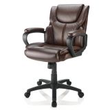 Mayhart Vinyl Mid-Back Chair， Brown/Black， BIFMA Certified