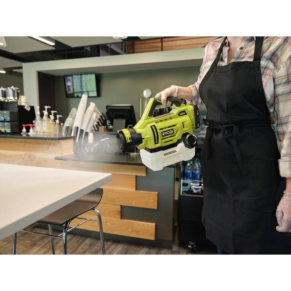 RYOBI ONE+ 18V Cordless Electrostatic 0.5 Gal. Sprayer with Extra (2) Medium  (1) High Nozzles with 2.0 Ah Battery  Charger P2890-A14