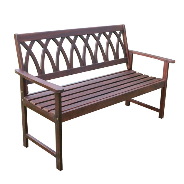 Criss Cross Acacia Wood Garden Bench Natural Wood Merry Products