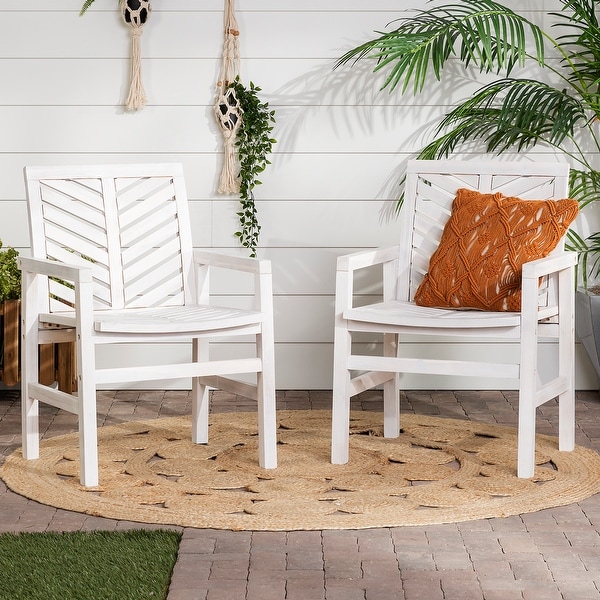 Middlebrook Acacia Wood Chevron Patio Chair (Set of 2)