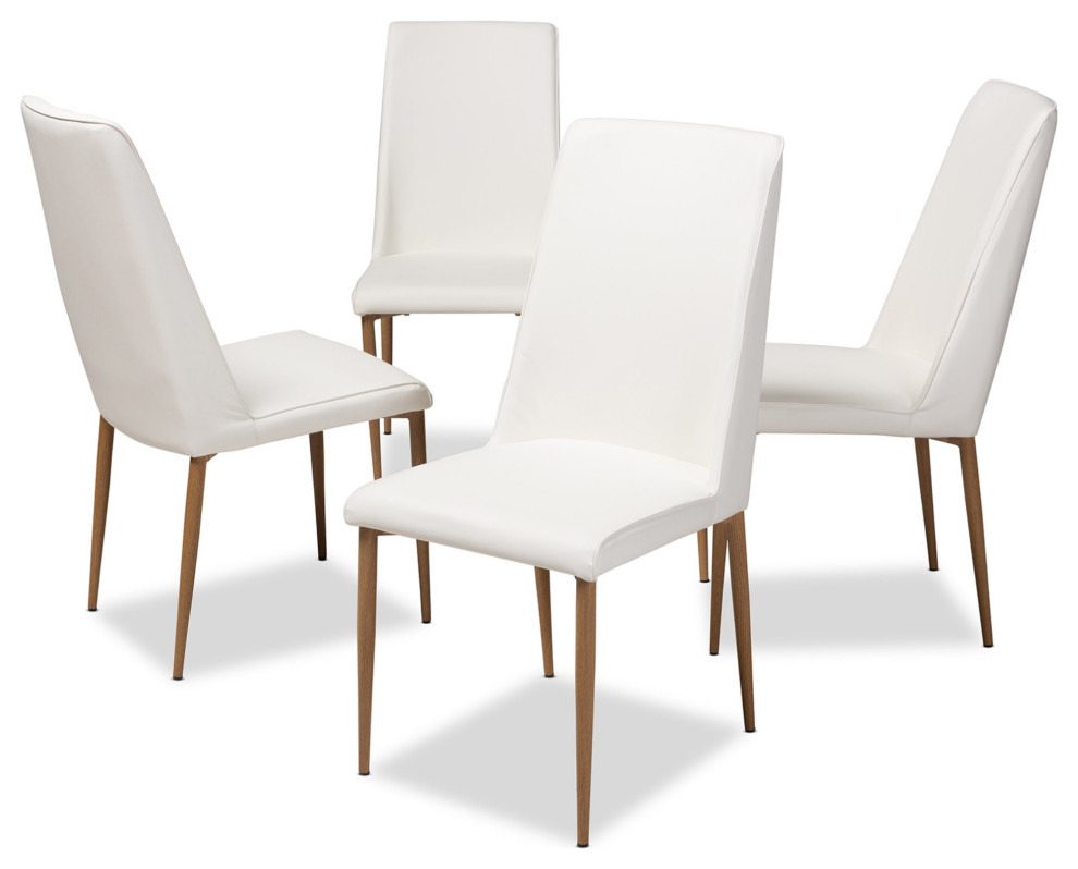 Set of 4 Dining Chair  Sleek Legs With PU Seat  ampSlightly Curved Back   Midcentury   Dining Chairs   by Decor Love  Houzz