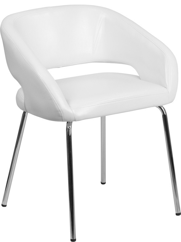 Fusion Series Contemporary White Leather Side Reception Lounge Chair   Transitional   Armchairs And Accent Chairs   by VirVentures  Houzz