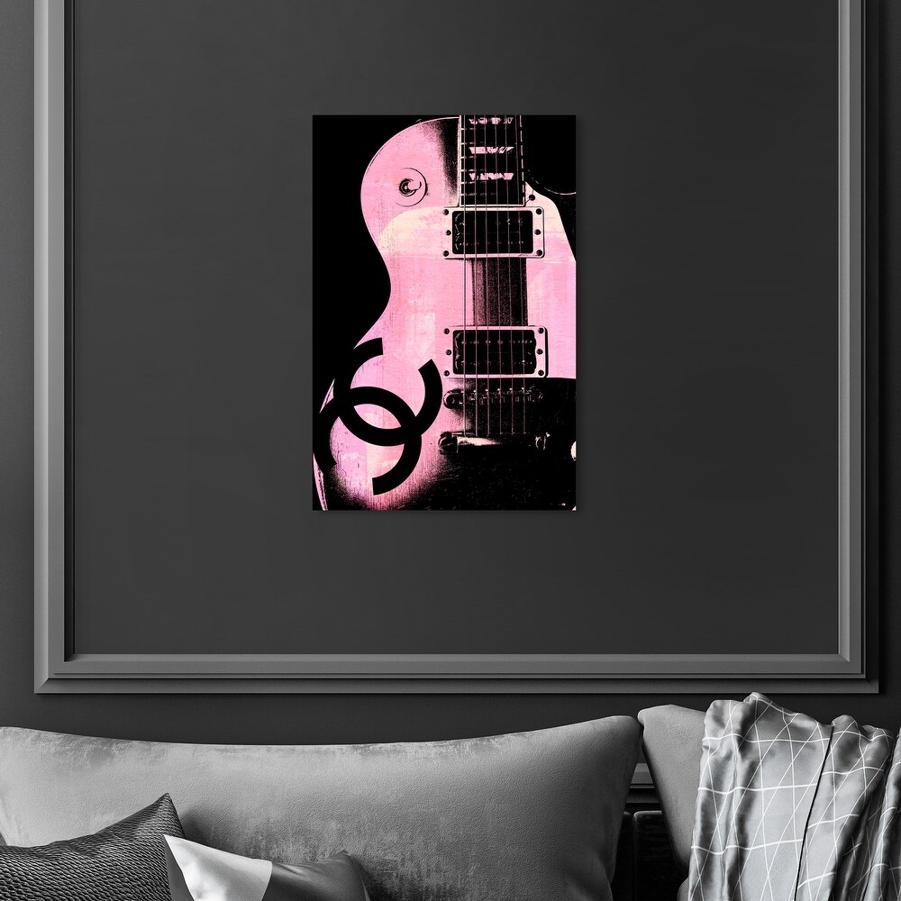 Oliver Gal 'Pink Glam Guitar' Music Pink Wall Art Canvas Print