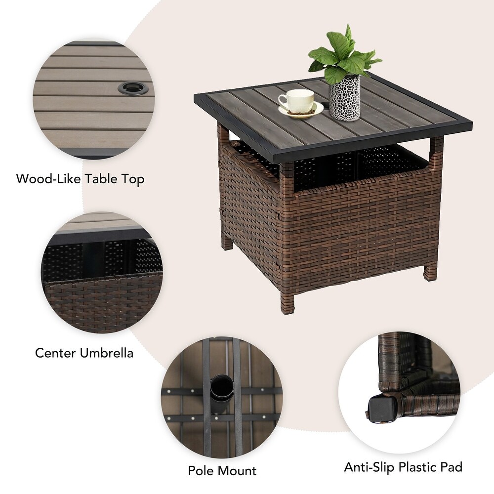 Patio Rattan Wicker Storage Side Table 18\