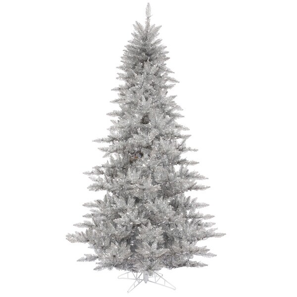 Vickerman 6.5' Silver Tinsel Fir Artificial Christmas Tree，Unlit