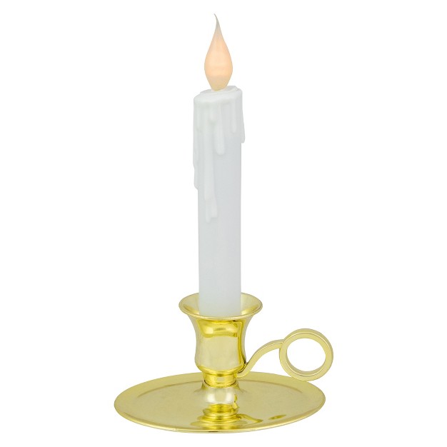 Pre lit Led White Lighted Christmas Candle Lamp With Oval Handle Base