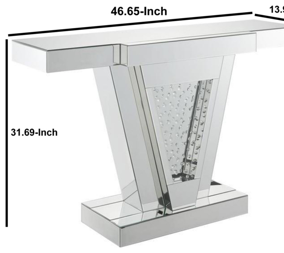 47 Inch Console Table Clear Glass Panel Frame With Faux Crystals Inlay   Contemporary   Console Tables   by Homesquare  Houzz