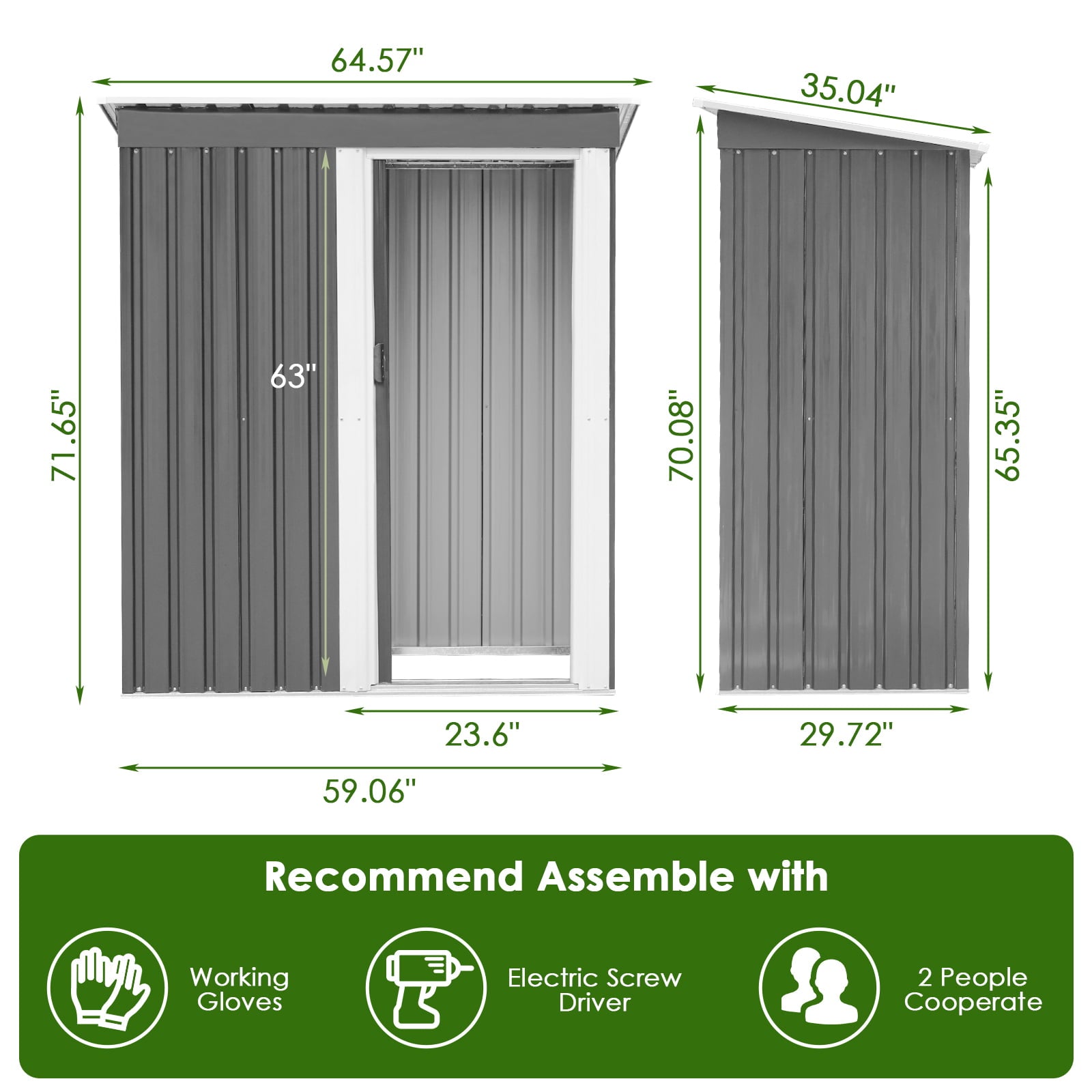 Pirecart 3×5 ft Outdoor Metal Shed Garden Lockable Tool Sheds for Backyard, Lawn