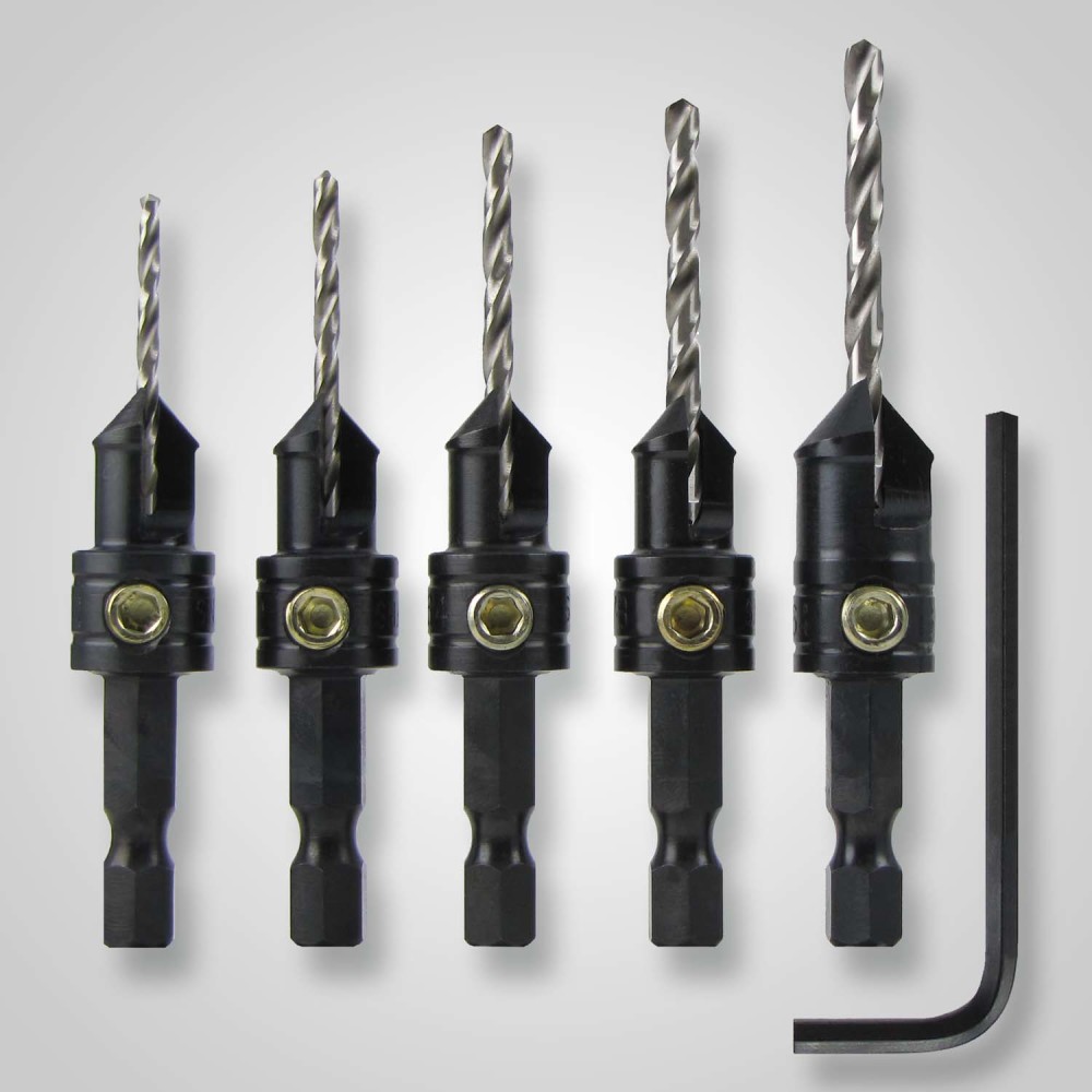 82 Deg Quick Change 5 Piece Drilling Countersink Set ;